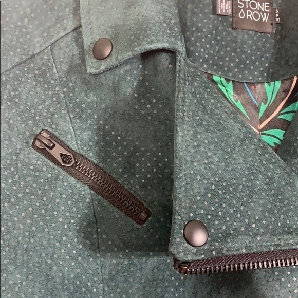 - Volcom Green Stone Row Suede Leather Motorin Jacket - Picture 8 of 10